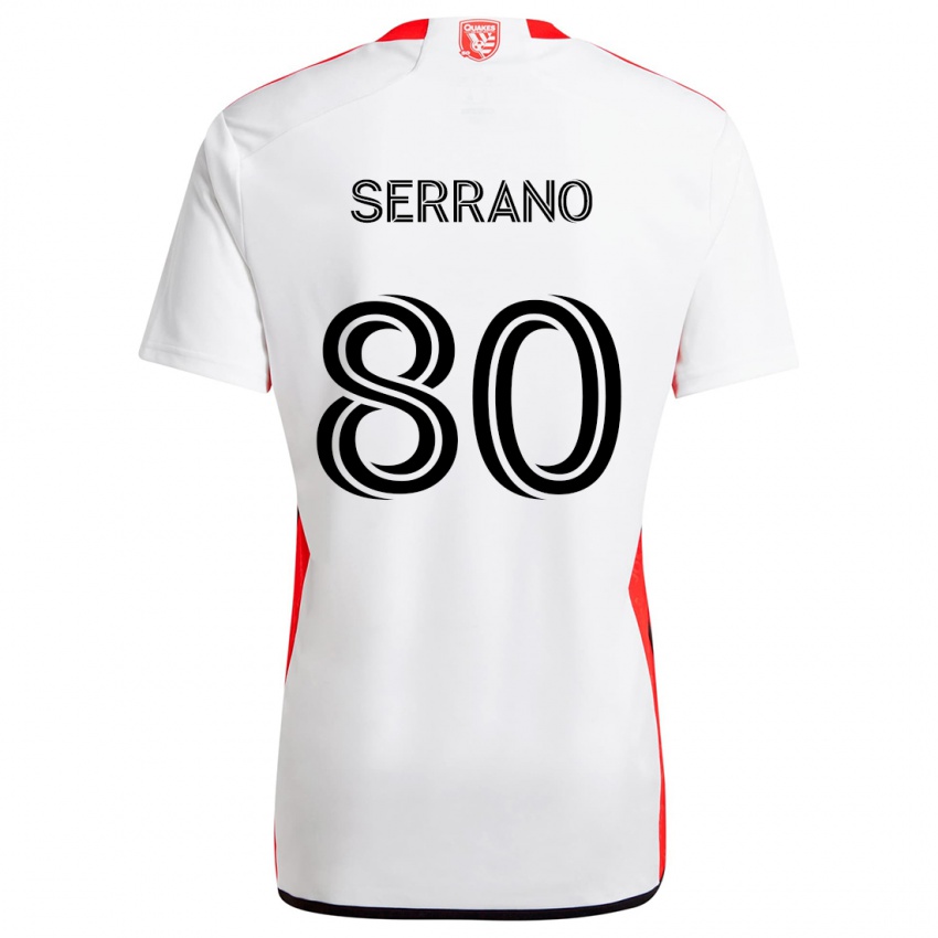 Niño Camiseta David Serrano #80 Blanco Rojo 2ª Equipación 2024/25 La Camisa Perú