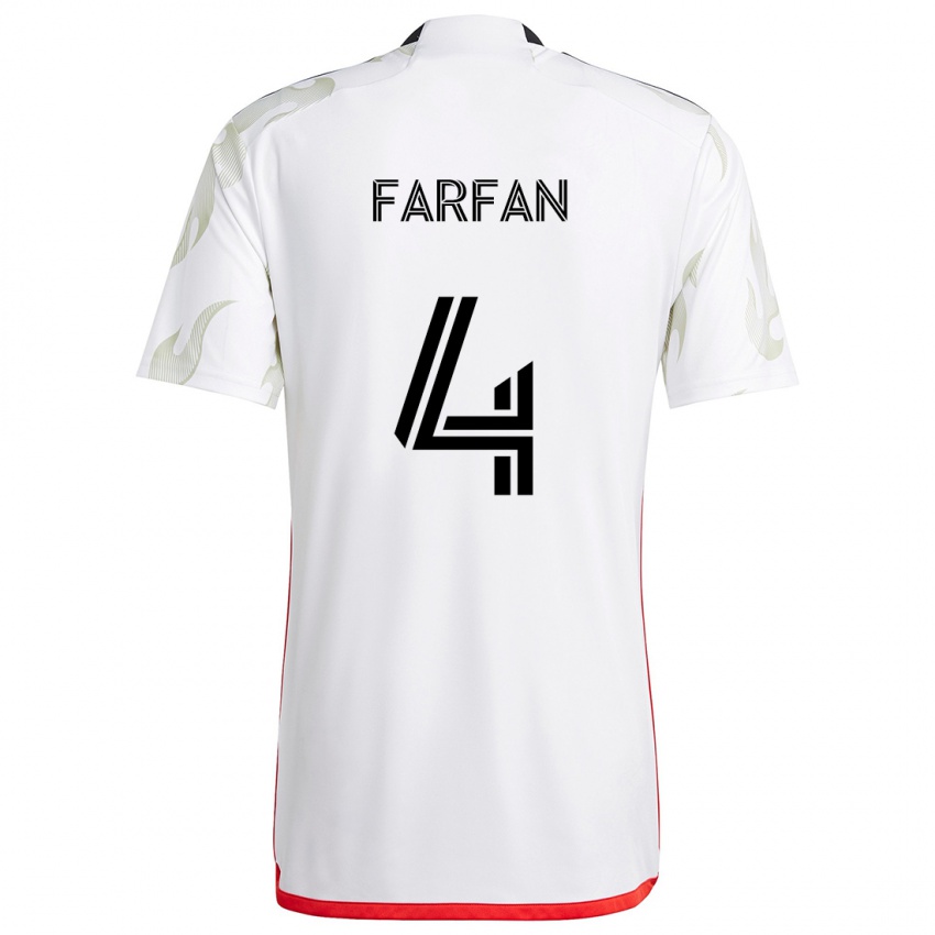 Niño Camiseta Marco Farfán #4 Blanco Rojo Negro 2ª Equipación 2024/25 La Camisa Perú