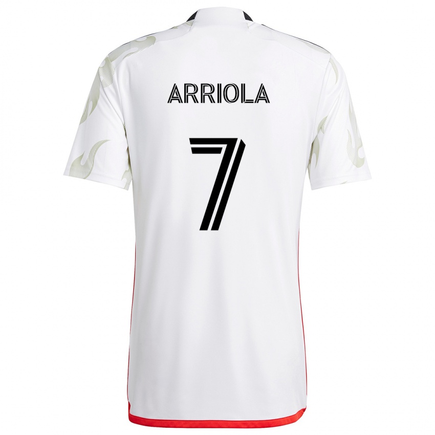 Niño Camiseta Paul Arriola #7 Blanco Rojo Negro 2ª Equipación 2024/25 La Camisa Perú