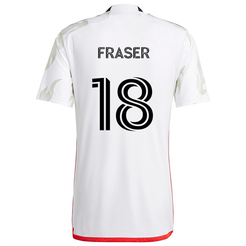 Niño Camiseta Liam Fraser #18 Blanco Rojo Negro 2ª Equipación 2024/25 La Camisa Perú