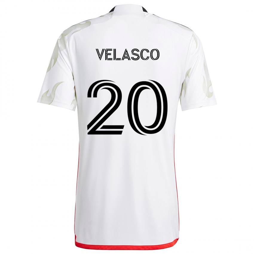 Niño Camiseta Alan Velasco #20 Blanco Rojo Negro 2ª Equipación 2024/25 La Camisa Perú