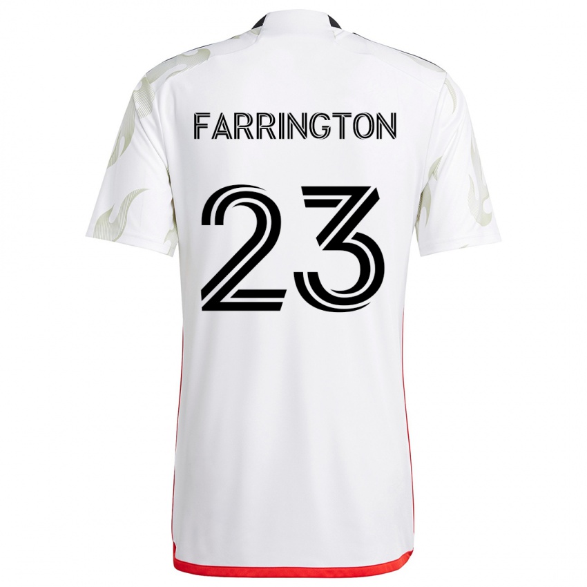 Niño Camiseta Logan Farrington #23 Blanco Rojo Negro 2ª Equipación 2024/25 La Camisa Perú