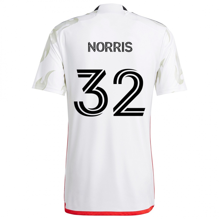 Niño Camiseta Nolan Norris #32 Blanco Rojo Negro 2ª Equipación 2024/25 La Camisa Perú