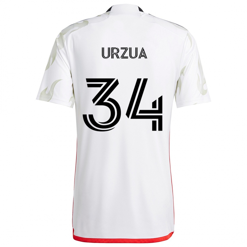 Niño Camiseta Alejandro Urzua #34 Blanco Rojo Negro 2ª Equipación 2024/25 La Camisa Perú