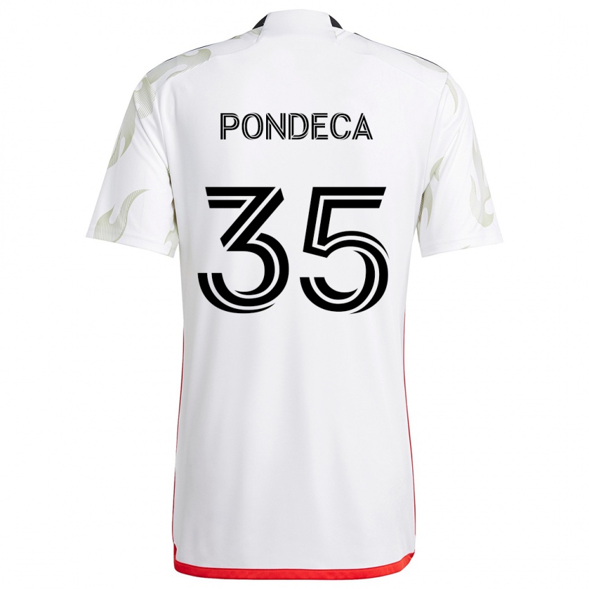 Niño Camiseta Tomas Pondeca #35 Blanco Rojo Negro 2ª Equipación 2024/25 La Camisa Perú