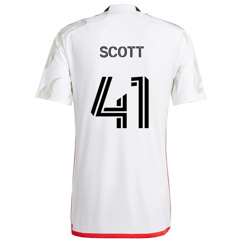 Niño Camiseta Tarik Scott #41 Blanco Rojo Negro 2ª Equipación 2024/25 La Camisa Perú