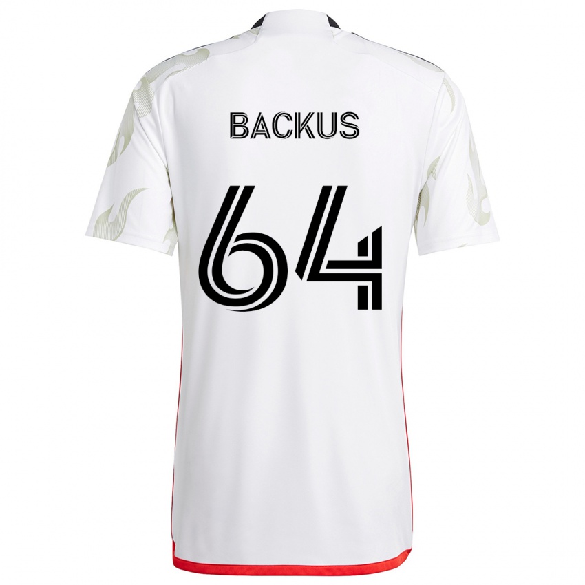 Niño Camiseta Braeden Backus #64 Blanco Rojo Negro 2ª Equipación 2024/25 La Camisa Perú