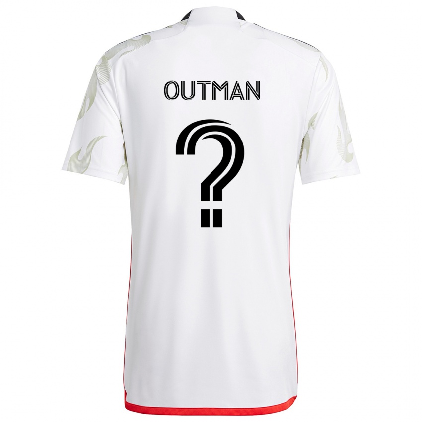 Niño Camiseta Bryce Outman #0 Blanco Rojo Negro 2ª Equipación 2024/25 La Camisa Perú