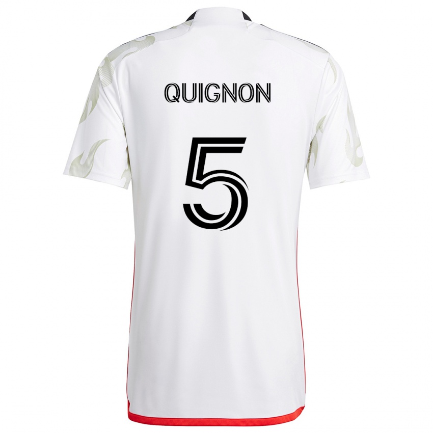 Niño Camiseta Facundo Quignón #5 Blanco Rojo Negro 2ª Equipación 2024/25 La Camisa Perú