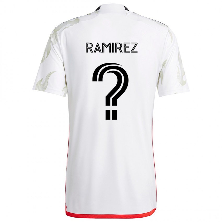 Niño Camiseta Anthony Ramirez #0 Blanco Rojo Negro 2ª Equipación 2024/25 La Camisa Perú