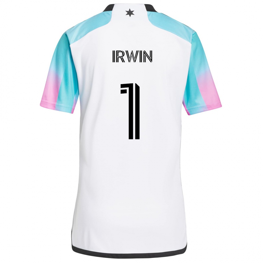 Niño Camiseta Clint Irwin #1 Blanco Azul Negro 2ª Equipación 2024/25 La Camisa Perú