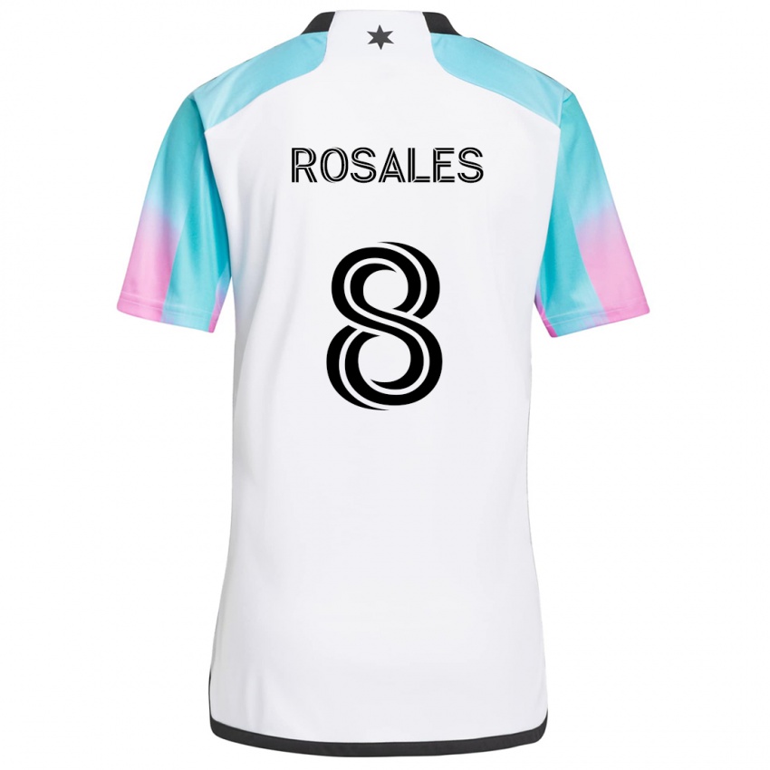 Niño Camiseta Joseph Rosales #8 Blanco Azul Negro 2ª Equipación 2024/25 La Camisa Perú