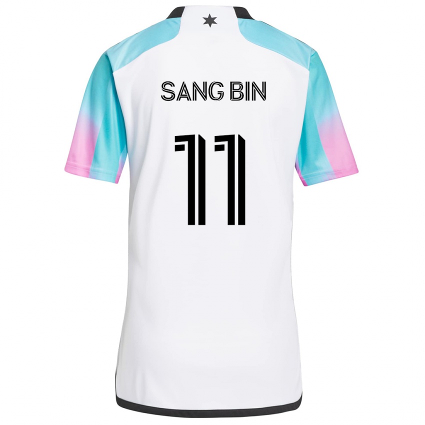 Niño Camiseta Sang-Bin Jeong #11 Blanco Azul Negro 2ª Equipación 2024/25 La Camisa Perú