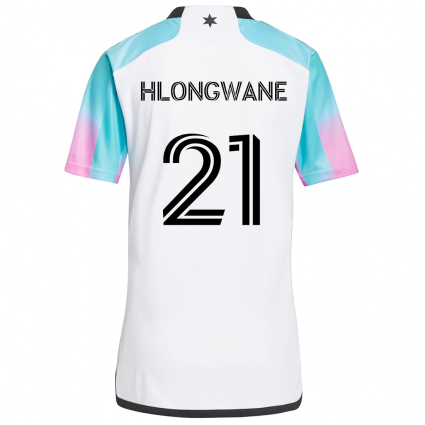 Niño Camiseta Bongokuhle Hlongwane #21 Blanco Azul Negro 2ª Equipación 2024/25 La Camisa Perú