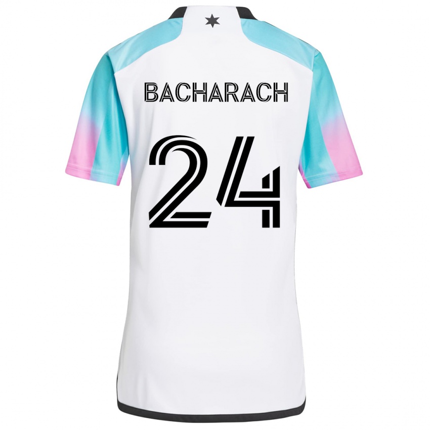 Niño Camiseta Hugo Bacharach #24 Blanco Azul Negro 2ª Equipación 2024/25 La Camisa Perú