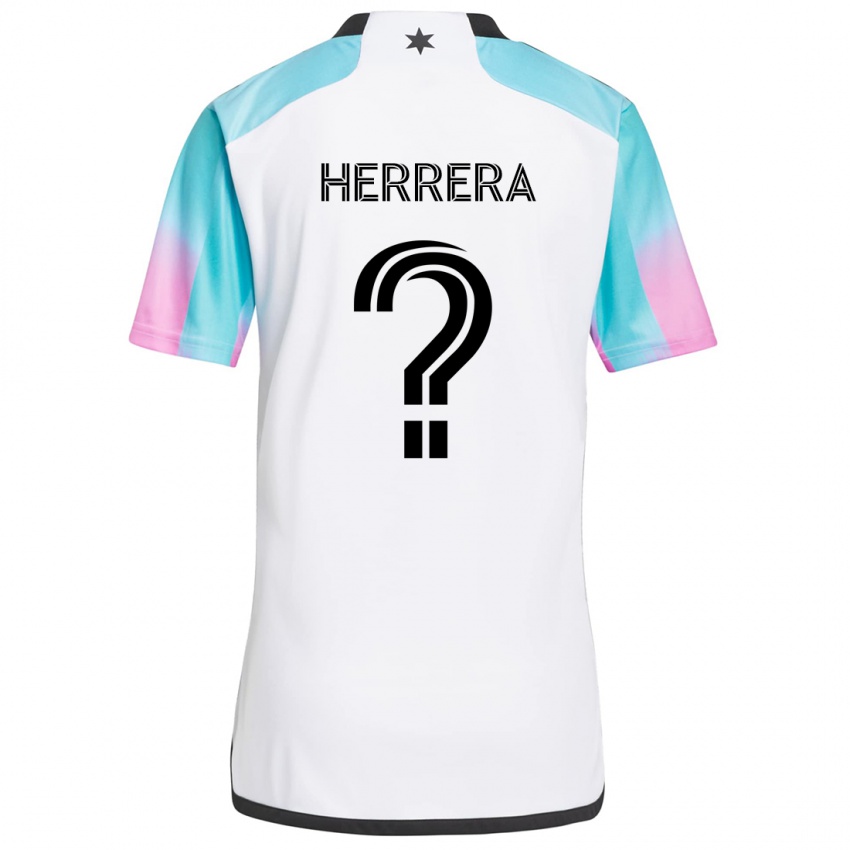 Niño Camiseta Oscar Herrera #0 Blanco Azul Negro 2ª Equipación 2024/25 La Camisa Perú