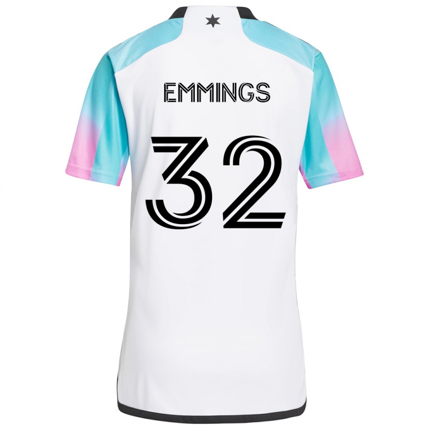 Niño Camiseta Fred Emmings #32 Blanco Azul Negro 2ª Equipación 2024/25 La Camisa Perú