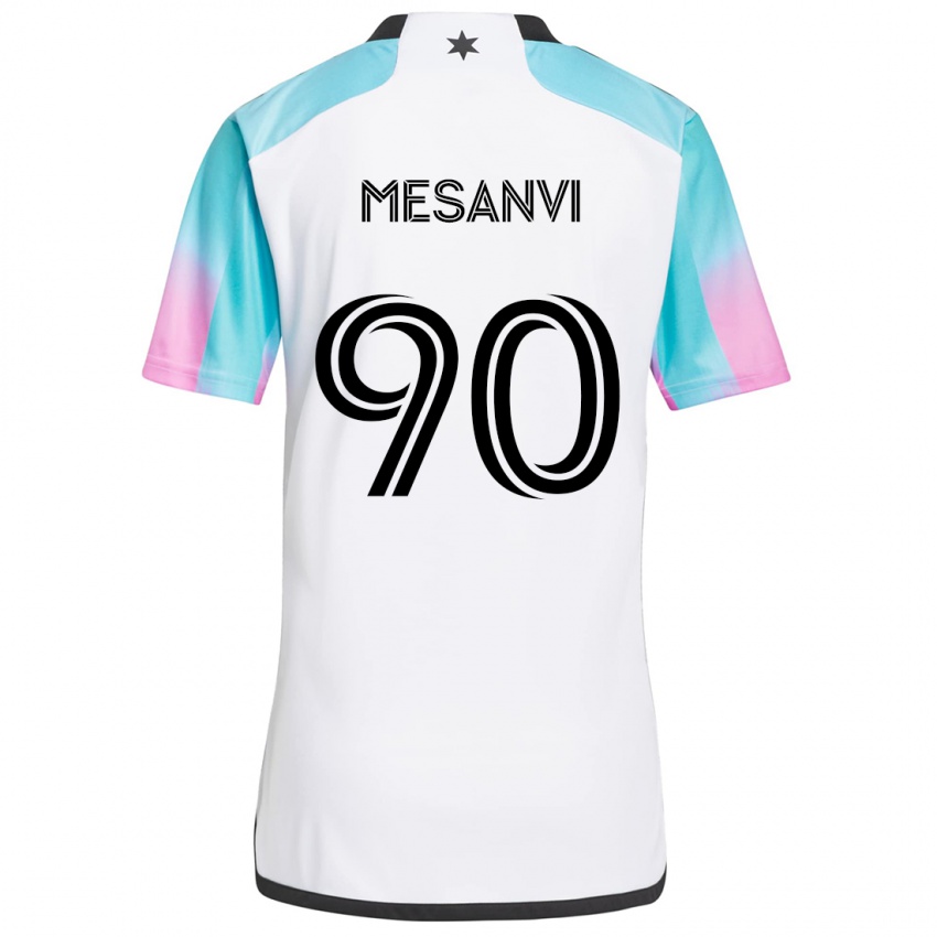 Niño Camiseta Loïc Mesanvi #90 Blanco Azul Negro 2ª Equipación 2024/25 La Camisa Perú