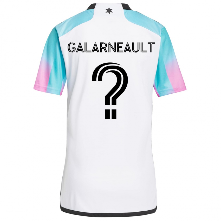 Niño Camiseta Benjamin Galarneault #0 Blanco Azul Negro 2ª Equipación 2024/25 La Camisa Perú