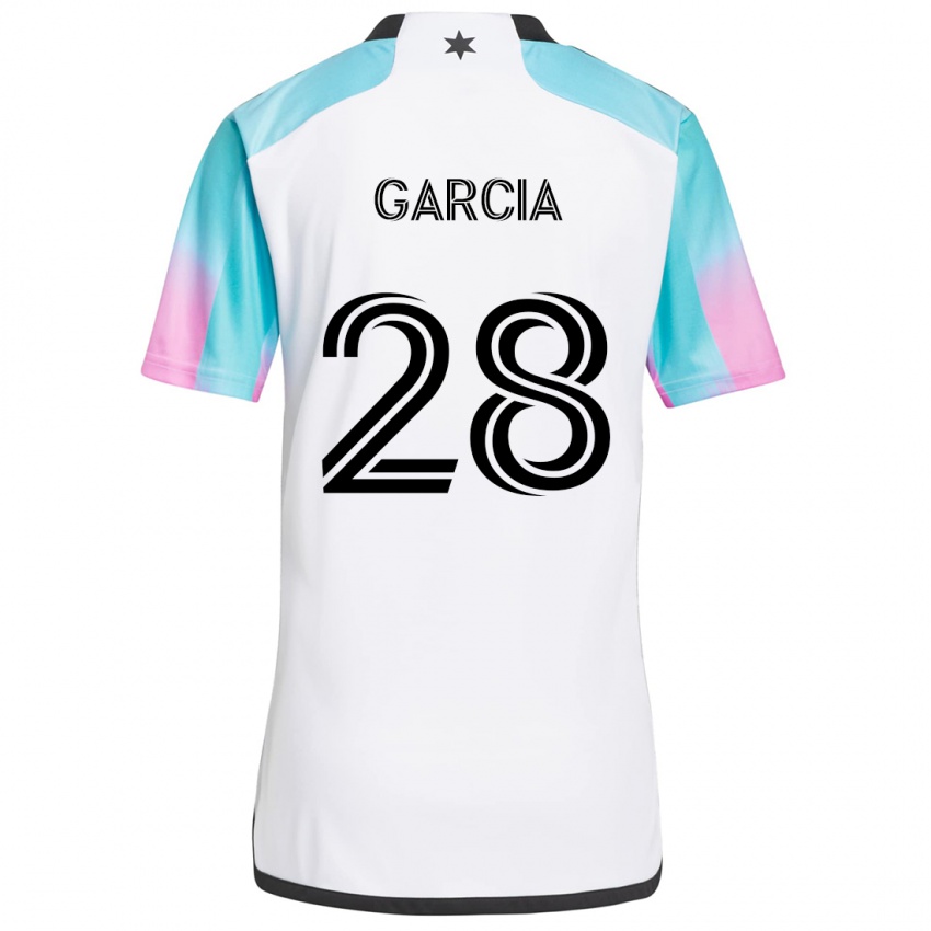 Niño Camiseta Mender García #28 Blanco Azul Negro 2ª Equipación 2024/25 La Camisa Perú