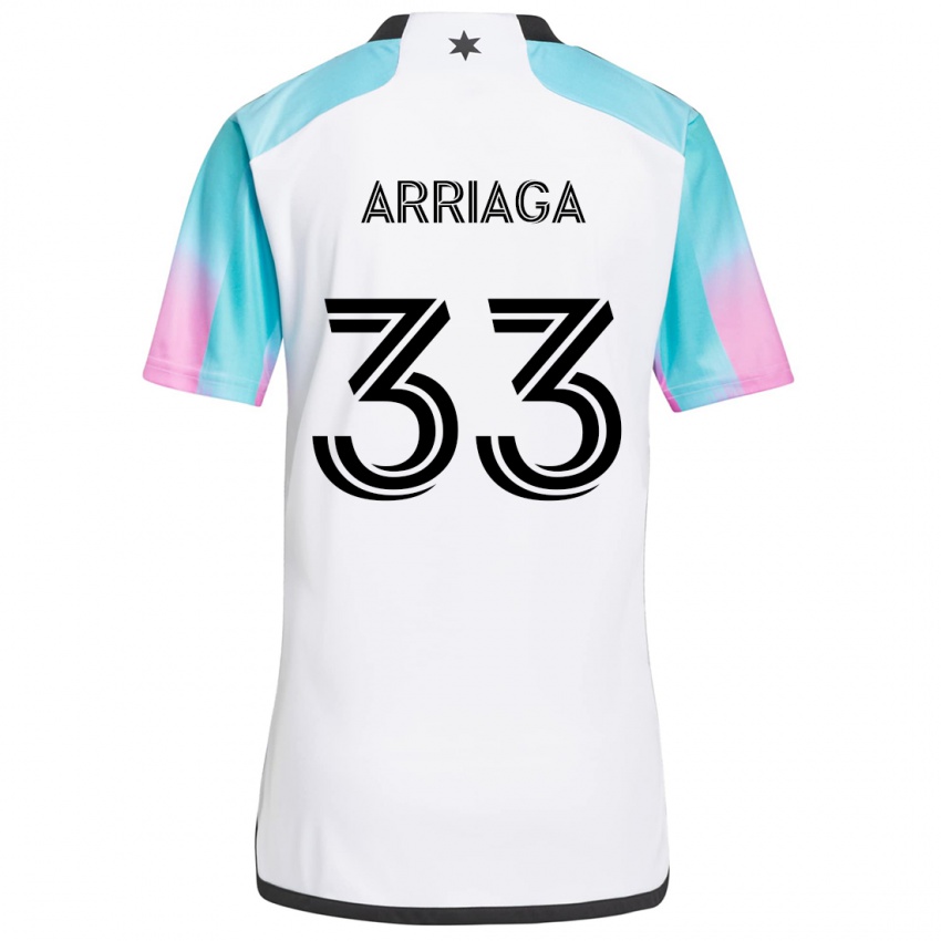 Niño Camiseta Kervin Arriaga #33 Blanco Azul Negro 2ª Equipación 2024/25 La Camisa Perú