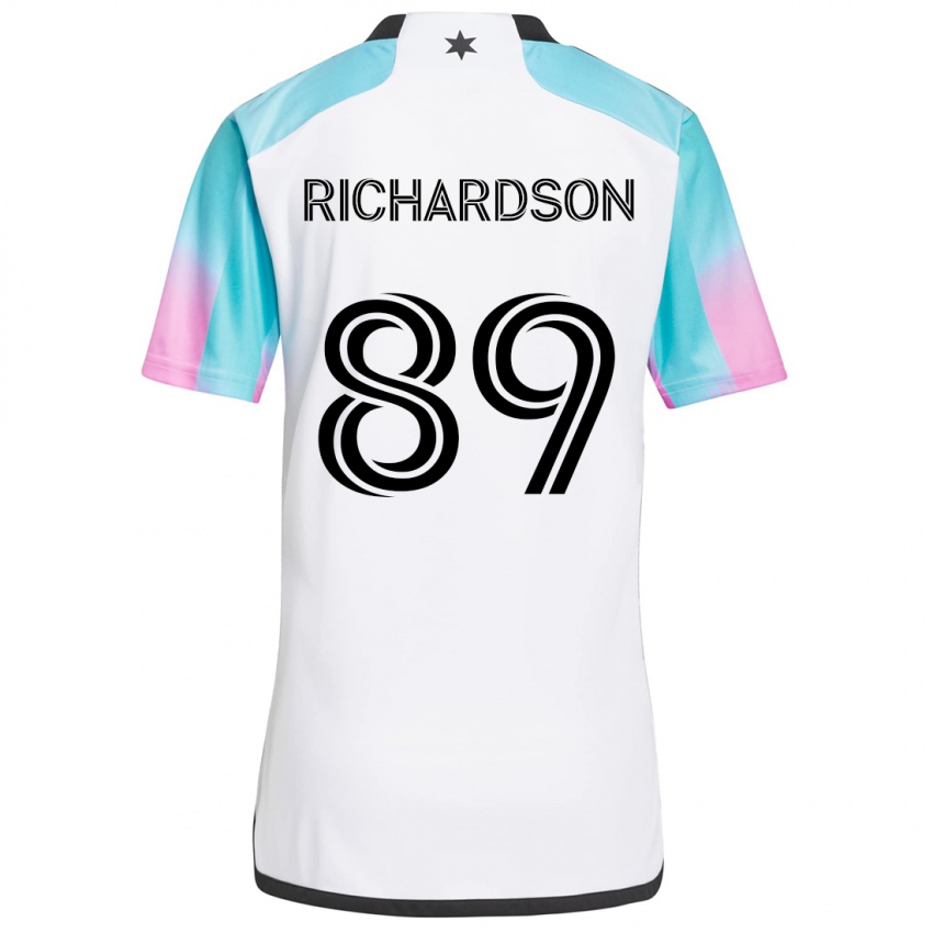 Niño Camiseta Nick Richardson #89 Blanco Azul Negro 2ª Equipación 2024/25 La Camisa Perú