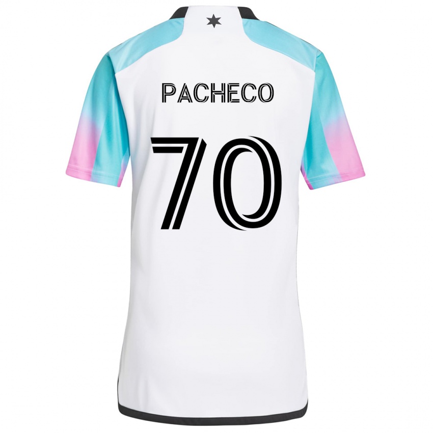 Niño Camiseta Diogo Pacheco #70 Blanco Azul Negro 2ª Equipación 2024/25 La Camisa Perú