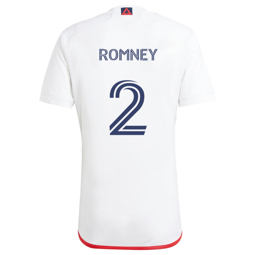 Niño Camiseta Dave Romney #2 Blanco Rojo 2ª Equipación 2024/25 La Camisa Perú