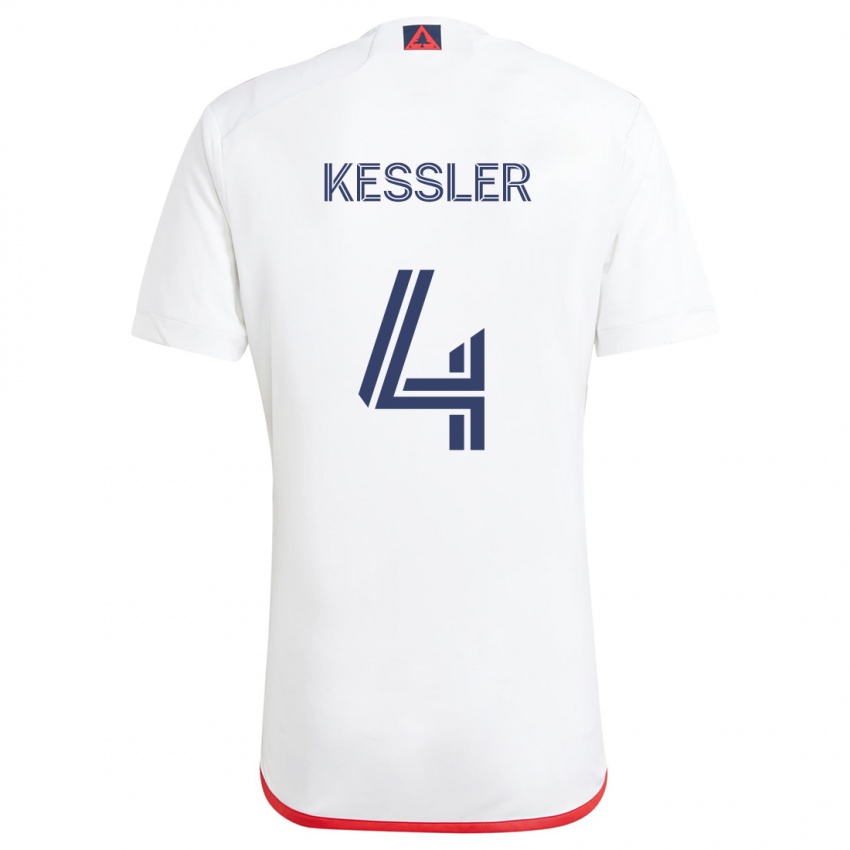 Niño Camiseta Henry Kessler #4 Blanco Rojo 2ª Equipación 2024/25 La Camisa Perú