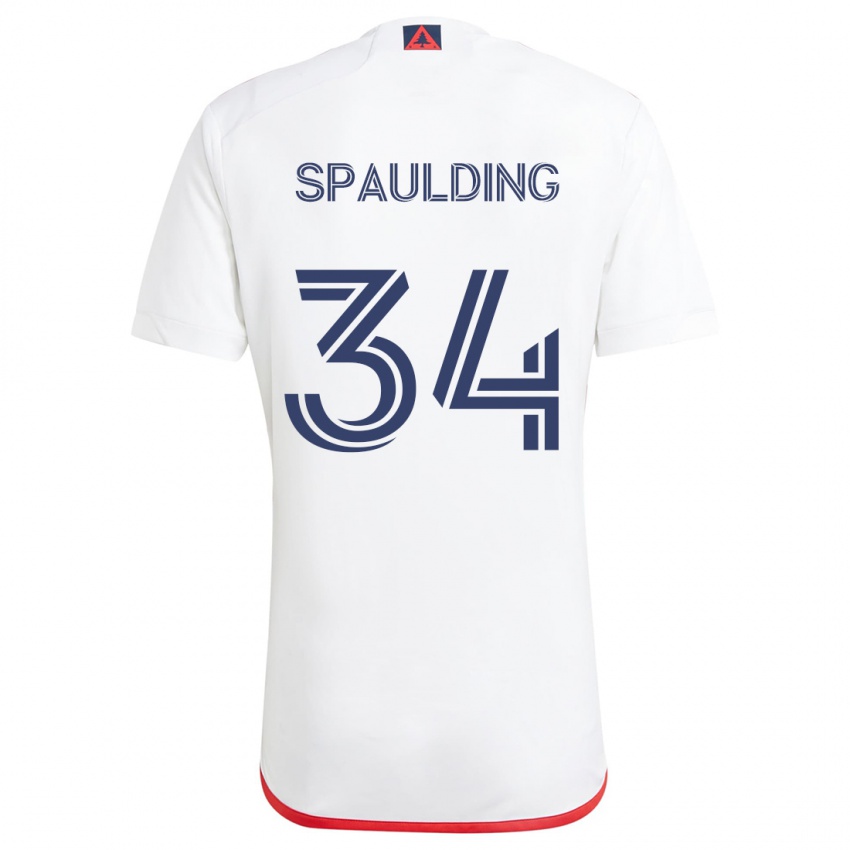 Niño Camiseta Ryan Spaulding #34 Blanco Rojo 2ª Equipación 2024/25 La Camisa Perú