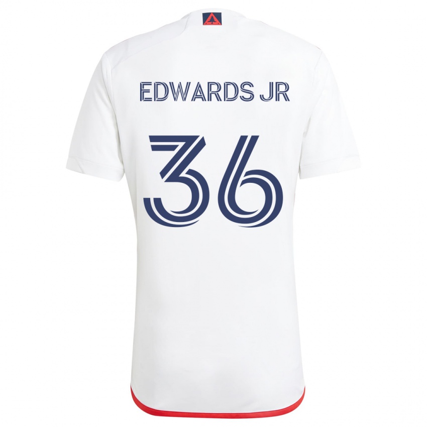 Niño Camiseta Earl Edwards Jr. #36 Blanco Rojo 2ª Equipación 2024/25 La Camisa Perú