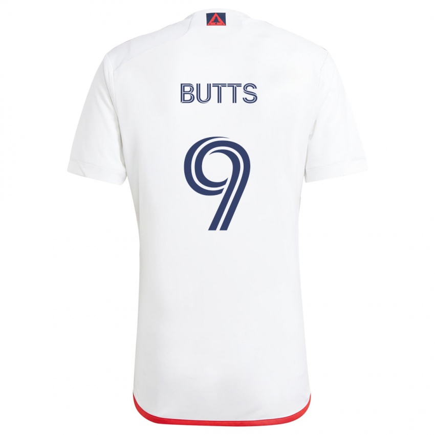 Niño Camiseta Liam Butts #9 Blanco Rojo 2ª Equipación 2024/25 La Camisa Perú