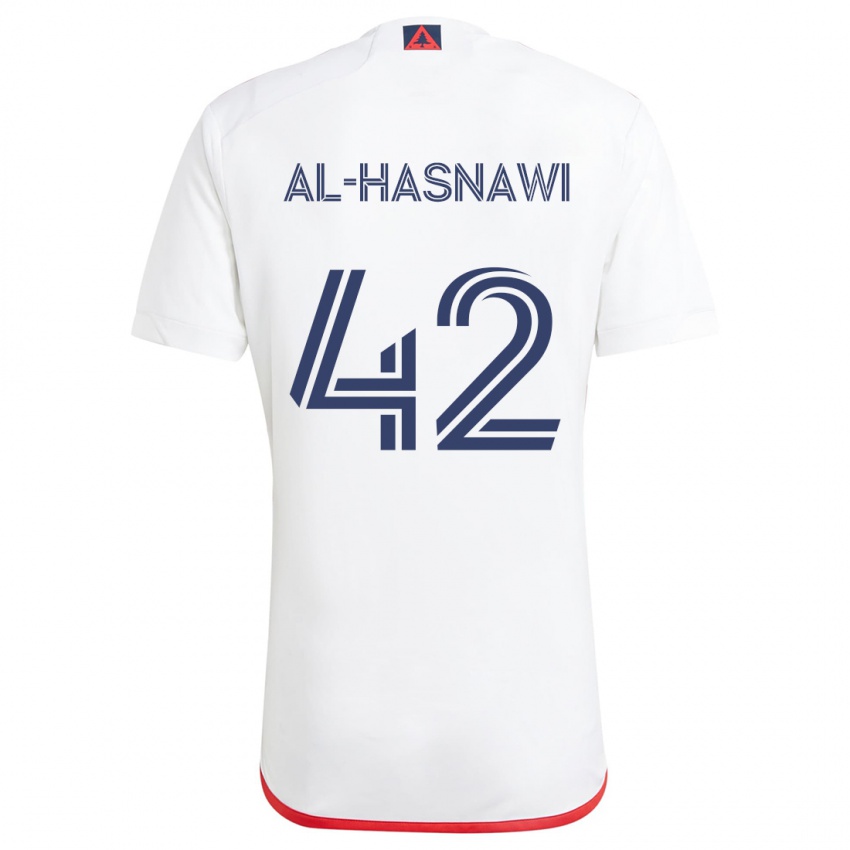 Niño Camiseta Moshtaba Al-Hasnawi #42 Blanco Rojo 2ª Equipación 2024/25 La Camisa Perú