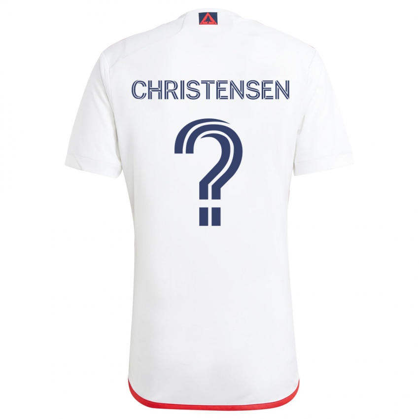 Niño Camiseta Kevin Christensen #0 Blanco Rojo 2ª Equipación 2024/25 La Camisa Perú