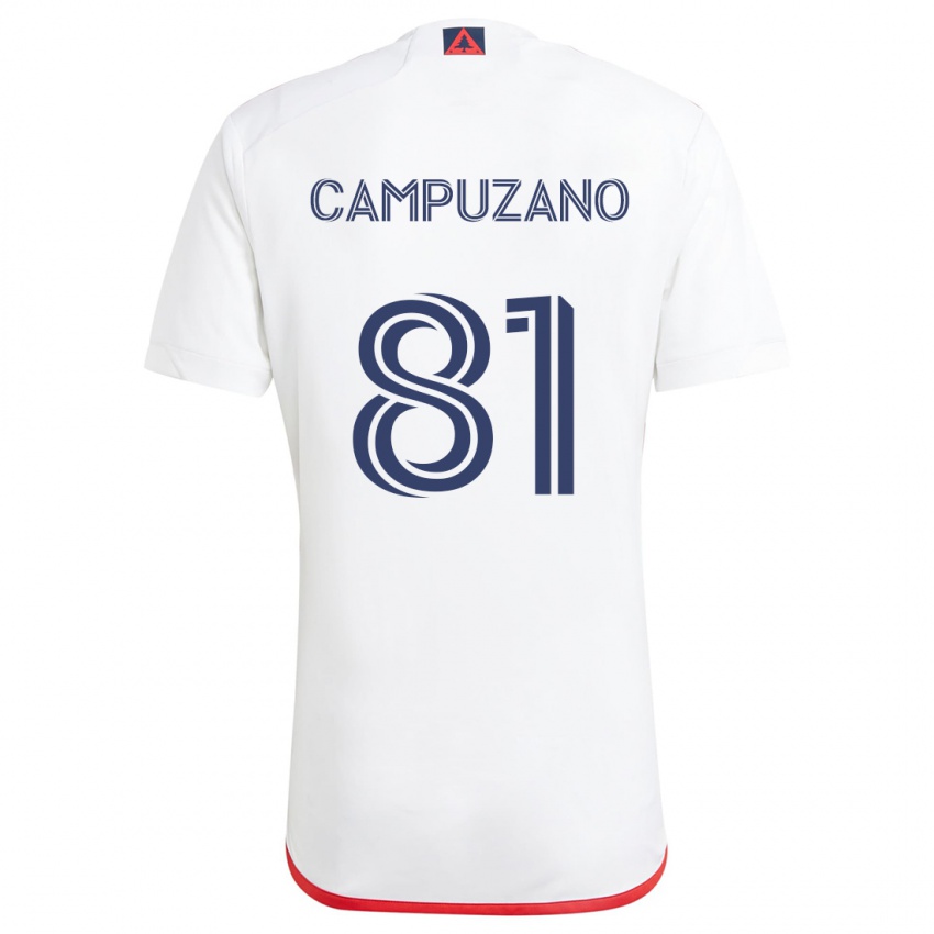 Niño Camiseta Nico Campuzano #81 Blanco Rojo 2ª Equipación 2024/25 La Camisa Perú