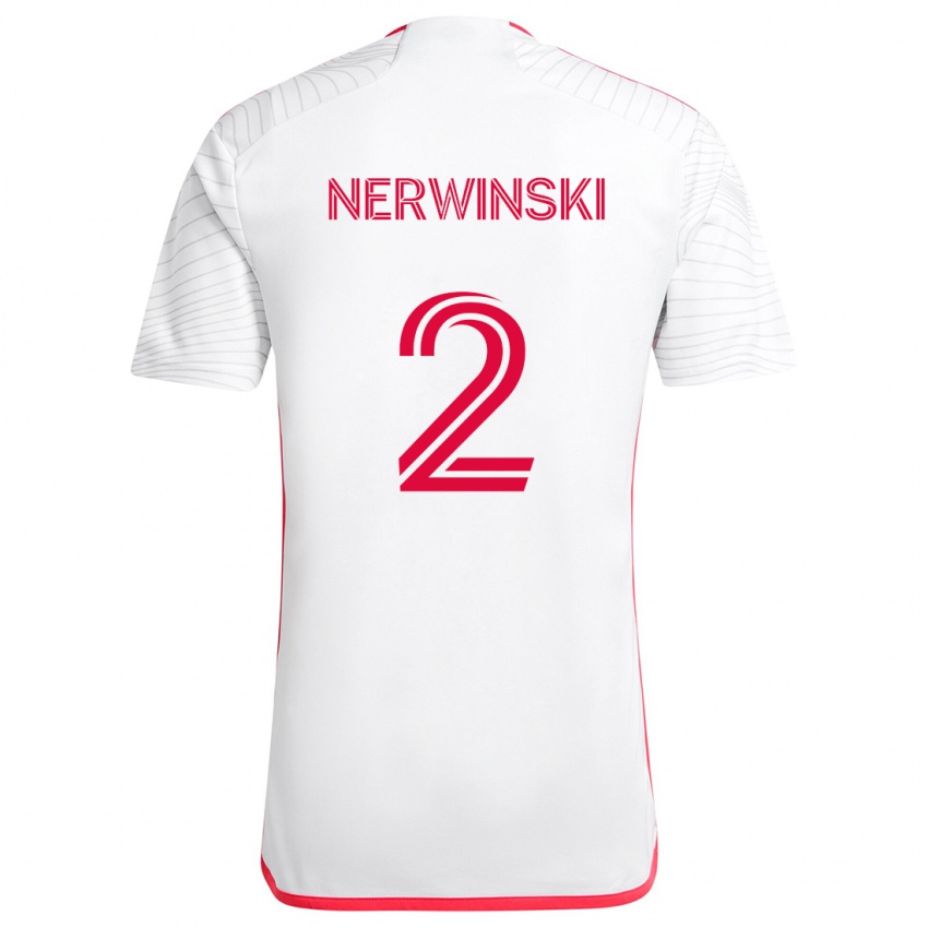 Niño Camiseta Jake Nerwinski #2 Blanco Rojo 2ª Equipación 2024/25 La Camisa Perú