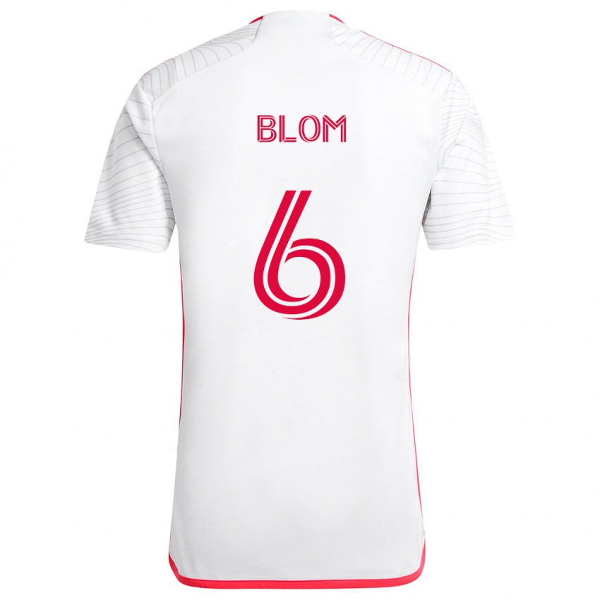 Niño Camiseta Njabulo Blom #6 Blanco Rojo 2ª Equipación 2024/25 La Camisa Perú