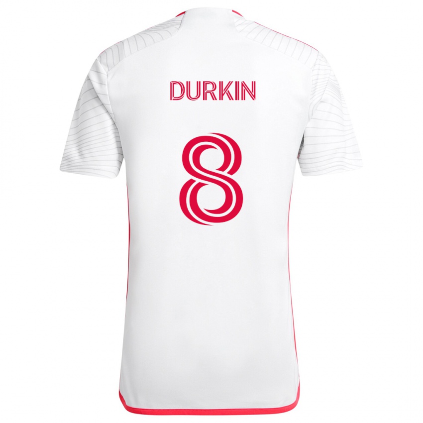 Niño Camiseta Chris Durkin #8 Blanco Rojo 2ª Equipación 2024/25 La Camisa Perú