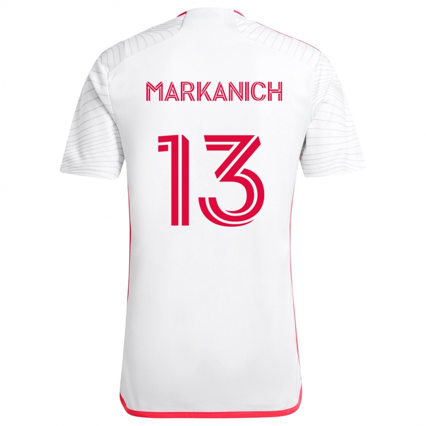 Niño Camiseta Anthony Markanich #13 Blanco Rojo 2ª Equipación 2024/25 La Camisa Perú