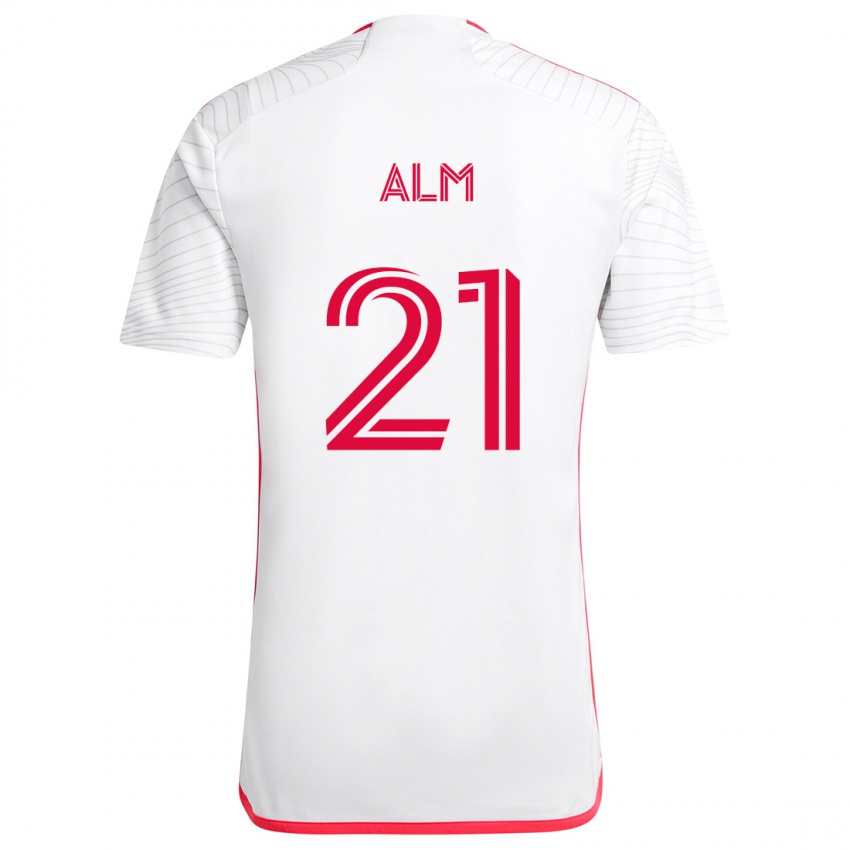 Niño Camiseta Rasmus Alm #21 Blanco Rojo 2ª Equipación 2024/25 La Camisa Perú