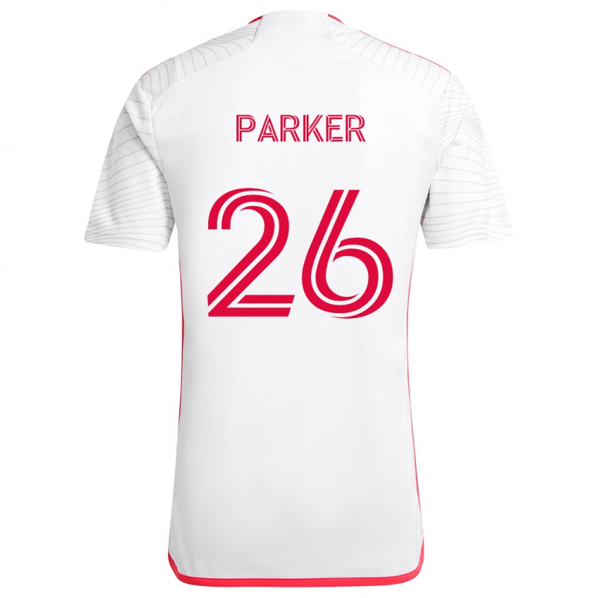 Niño Camiseta Tim Parker #26 Blanco Rojo 2ª Equipación 2024/25 La Camisa Perú