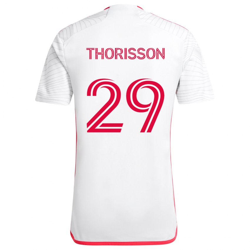 Niño Camiseta Nökkvi Thórisson #29 Blanco Rojo 2ª Equipación 2024/25 La Camisa Perú