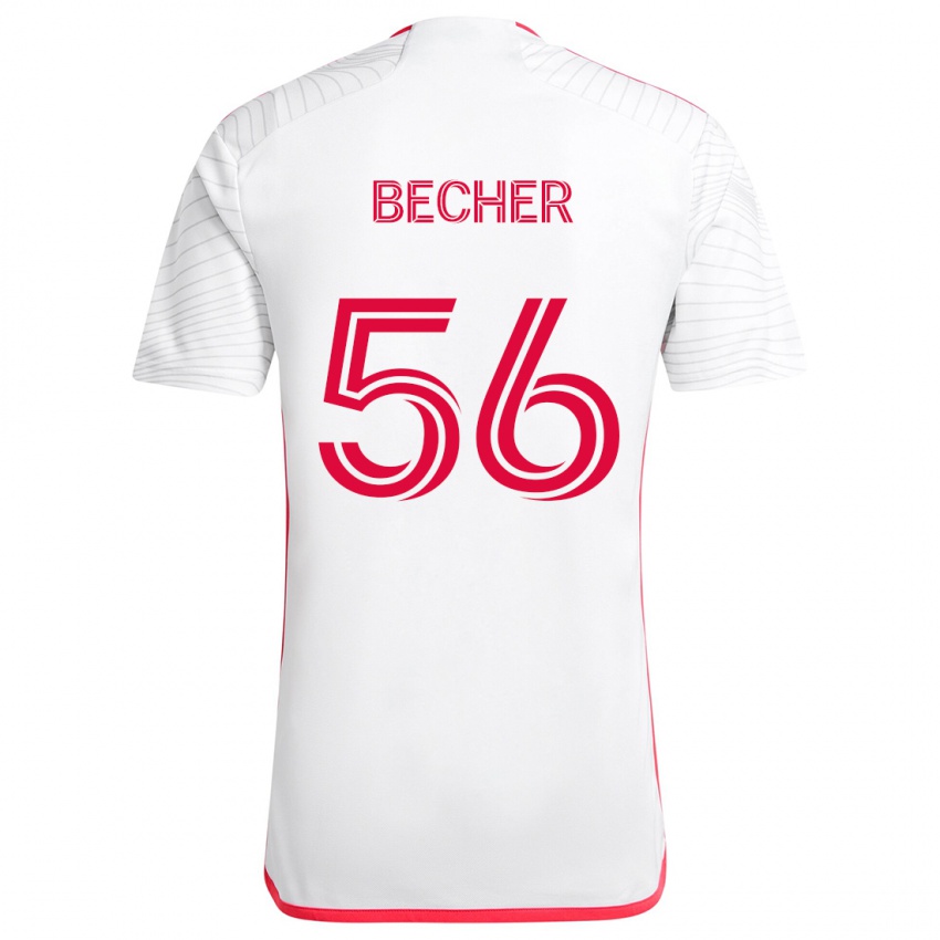 Niño Camiseta Ryan Becher #56 Blanco Rojo 2ª Equipación 2024/25 La Camisa Perú