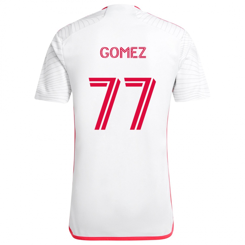 Niño Camiseta Sam Gomez #77 Blanco Rojo 2ª Equipación 2024/25 La Camisa Perú