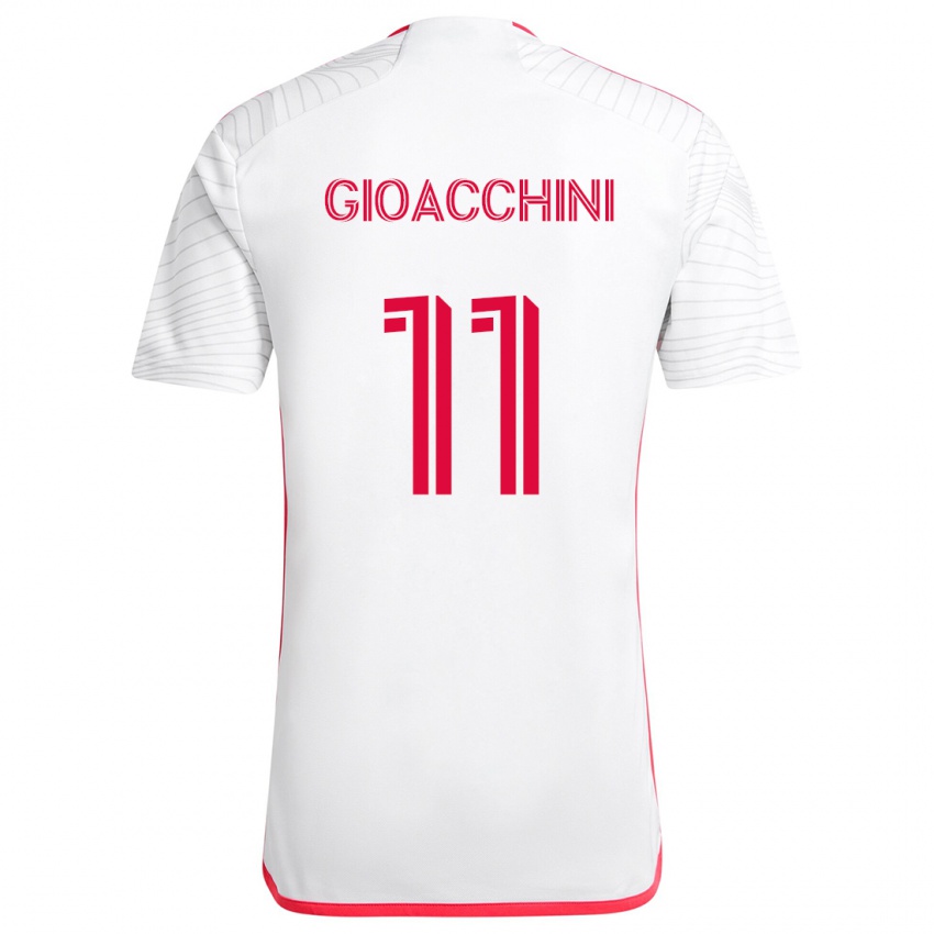 Niño Camiseta Nicholas Gioacchini #11 Blanco Rojo 2ª Equipación 2024/25 La Camisa Perú