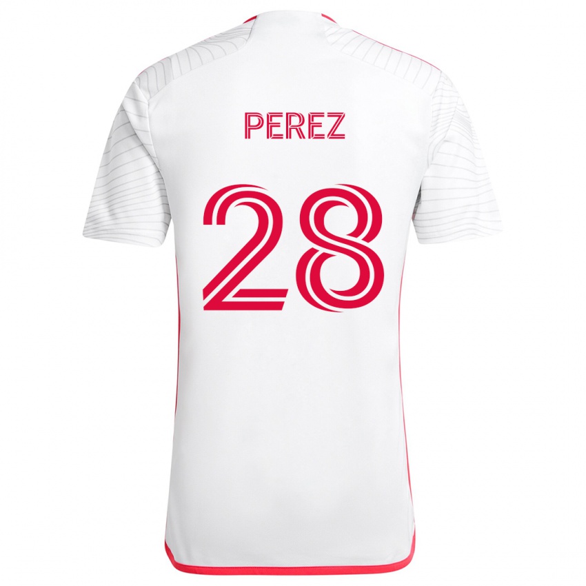 Niño Camiseta Miguel Perez #28 Blanco Rojo 2ª Equipación 2024/25 La Camisa Perú