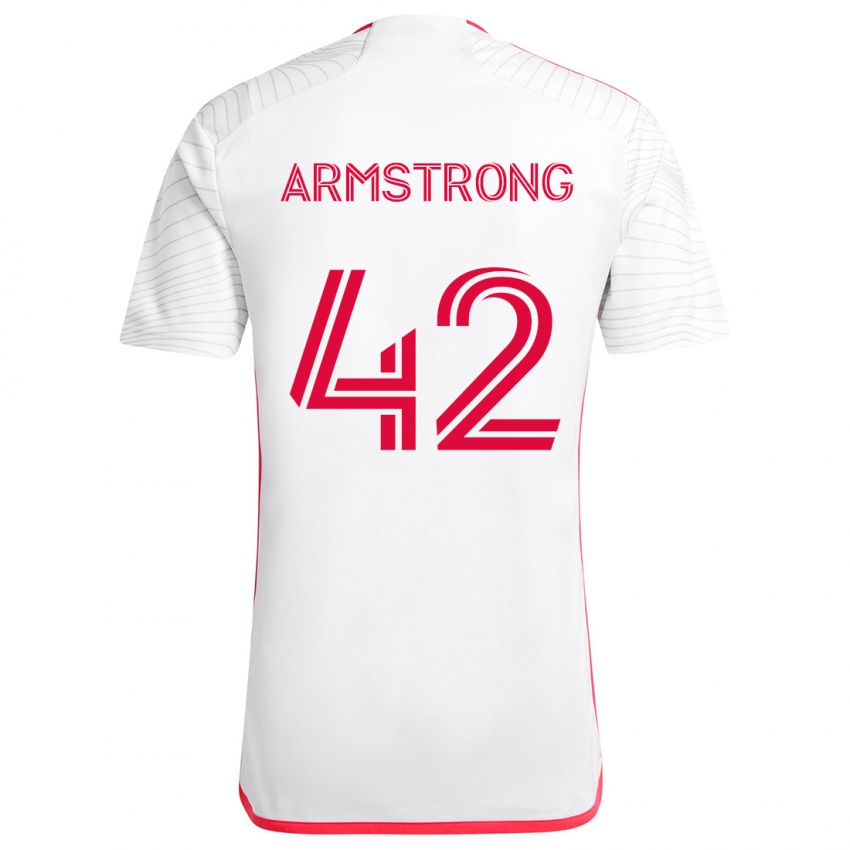 Niño Camiseta Ezra Armstrong #42 Blanco Rojo 2ª Equipación 2024/25 La Camisa Perú