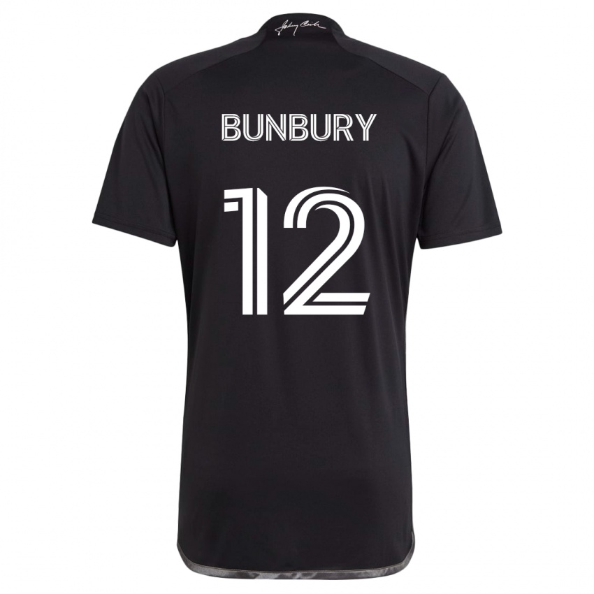 Niño Camiseta Teal Bunbury #12 Negro 2ª Equipación 2024/25 La Camisa Perú