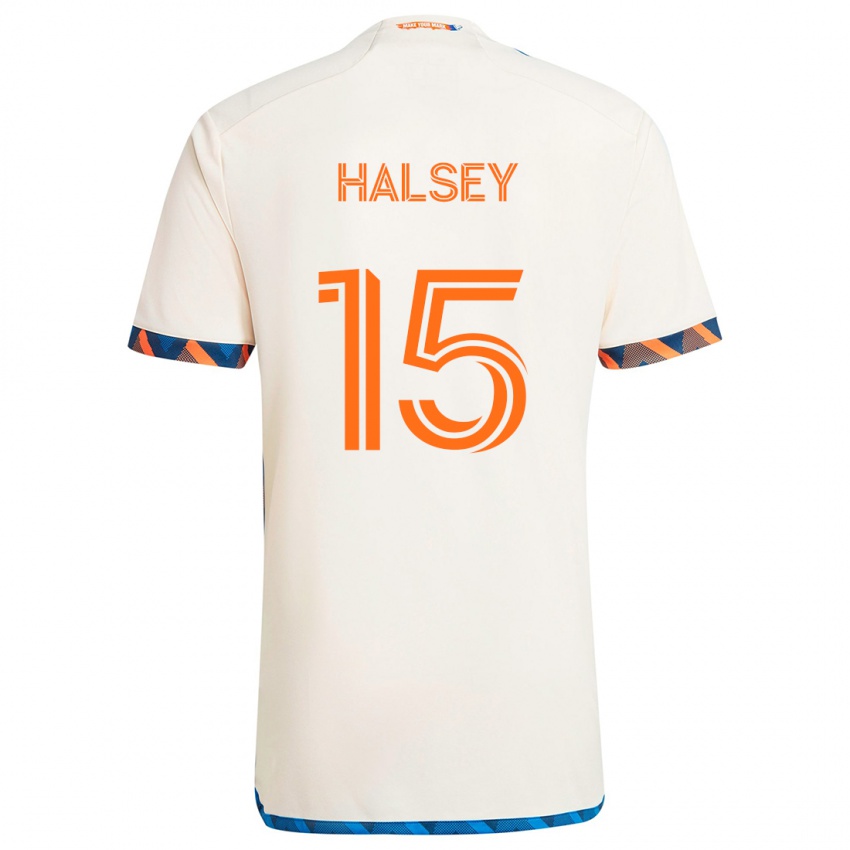 Niño Camiseta Bret Halsey #15 Blanco Naranja 2ª Equipación 2024/25 La Camisa Perú