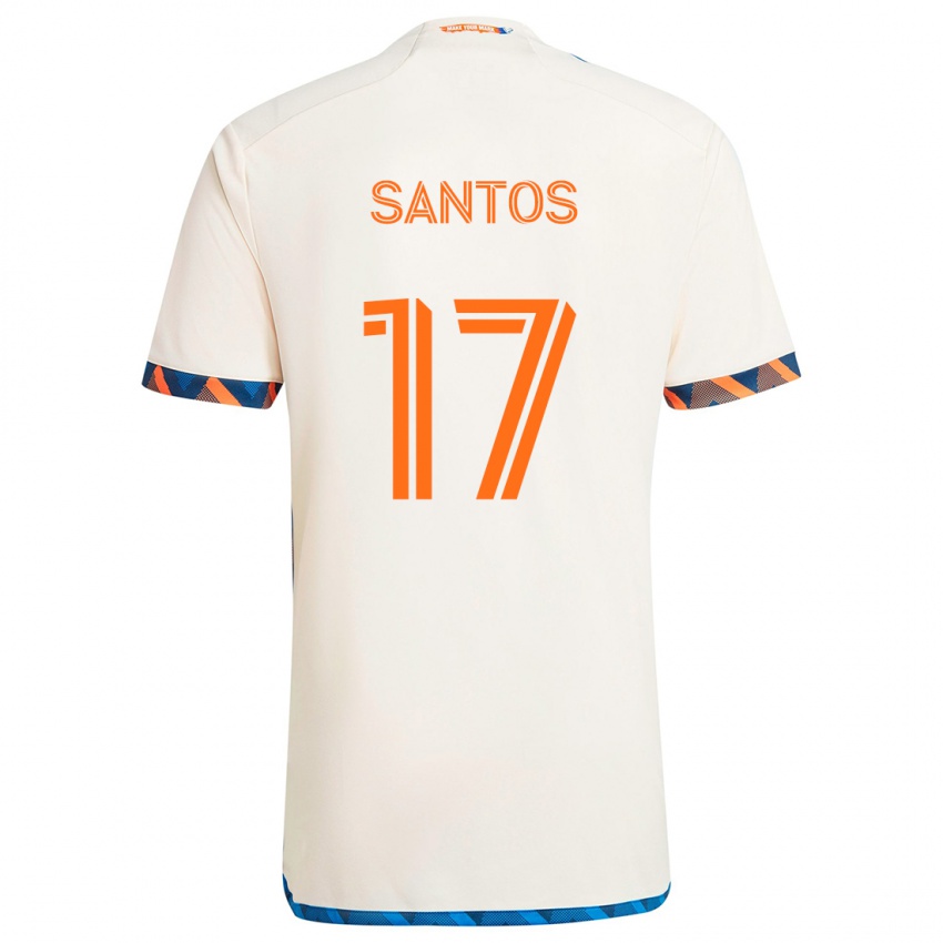 Niño Camiseta Sergio Santos #17 Blanco Naranja 2ª Equipación 2024/25 La Camisa Perú